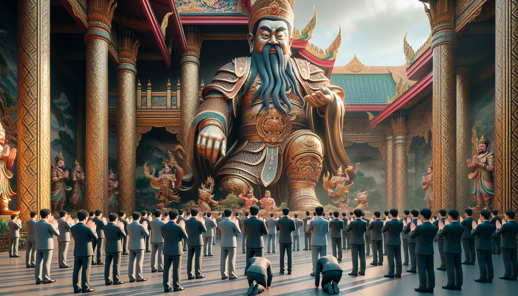 นักธุรกิจจีนถวายเทพเจ้ากวนอูยักษ์ แห่ส่องเลขเด็ดงวดนี้